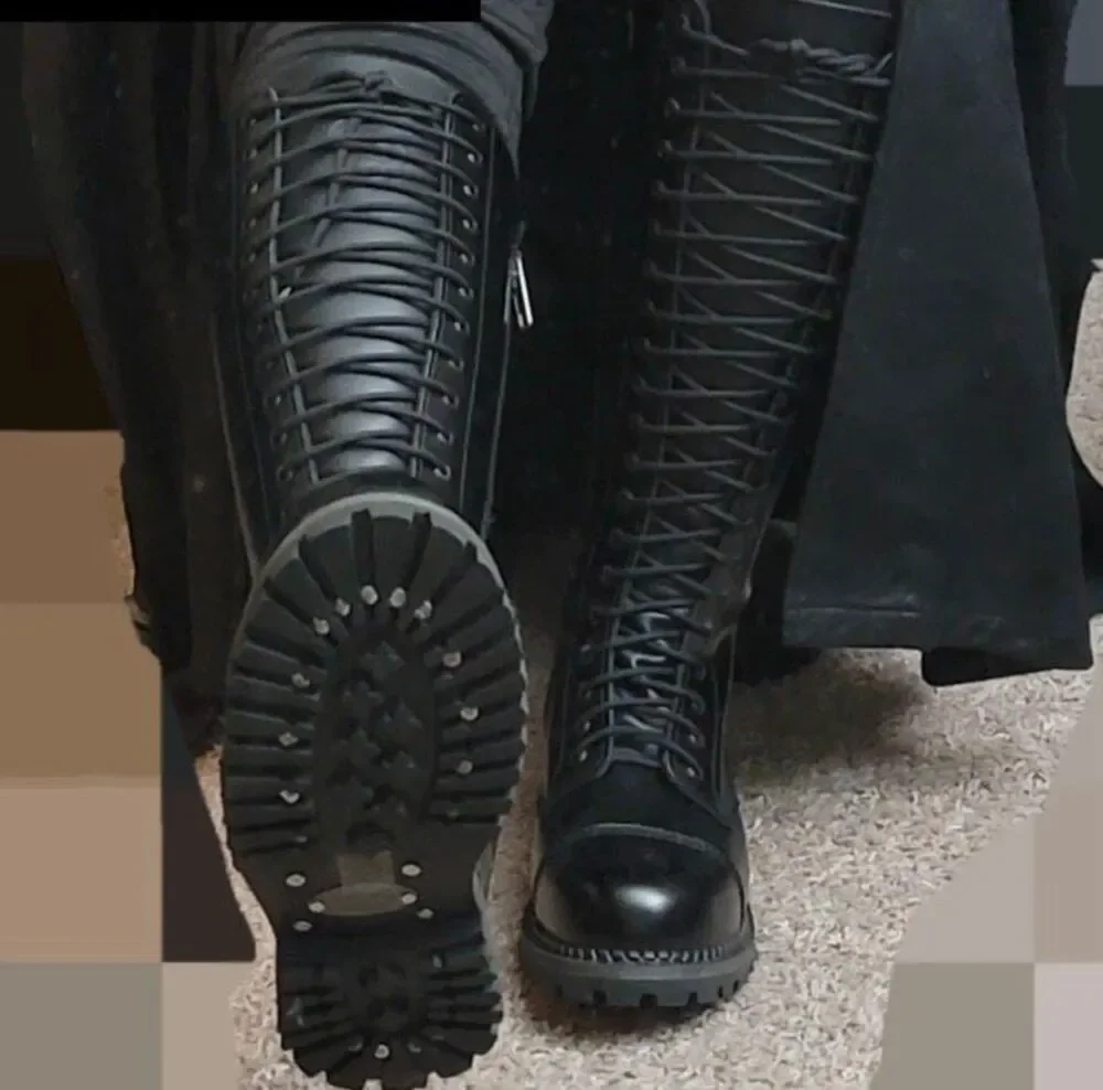 Demonia Riot -20 Lace Up Knee High Boots Black Size 9 Nwot Unisex